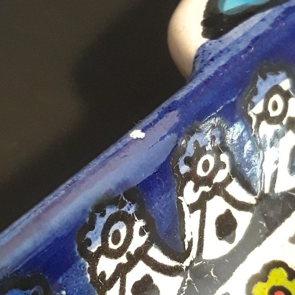 Ceramic Handpainted Shabbat Matzah Plate Platter Israel Passover Armenian 9 x 9 - Picture 10 of 10